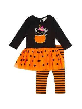 Counting Daisies Toddler Girls Halloween Cat Tutu & Legging Set